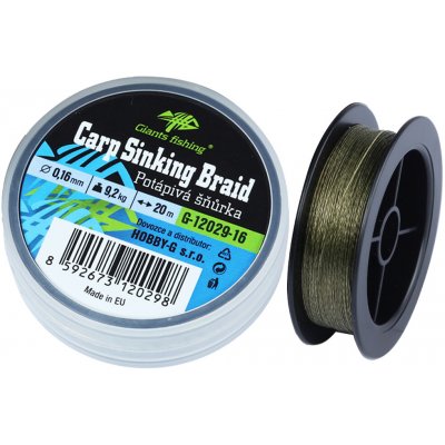 Giants fishing Potápivá splétaná šňůra Carp Sinking Braid 20m 0,20mm/12,6kg – Hledejceny.cz