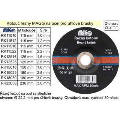 Magg Řezný kotouč 150 x 1,6 x 22,2 mm RK15016 – Hledejceny.cz