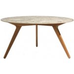 Manutti Jídelní stůl Torsa, kulatý 100x73 cm, rám teak, deska keramika 12 mm, dekor perla – Hledejceny.cz