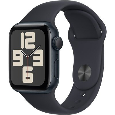 Chytré hodinky Apple Watch SE 2023 GPS 44mm pouzdro z temně inkoustového hliníku - temně inkoustový sportovní řemínek - M/L