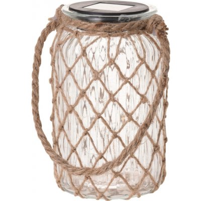 LED Lampa sklo, juta 110x185mm solární na zavěšení, čirá – Zboží Dáma