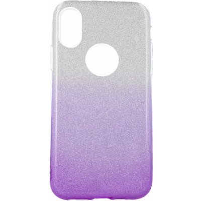 Pouzdro Forcell iPhone XS glitter stříbrno-fialové