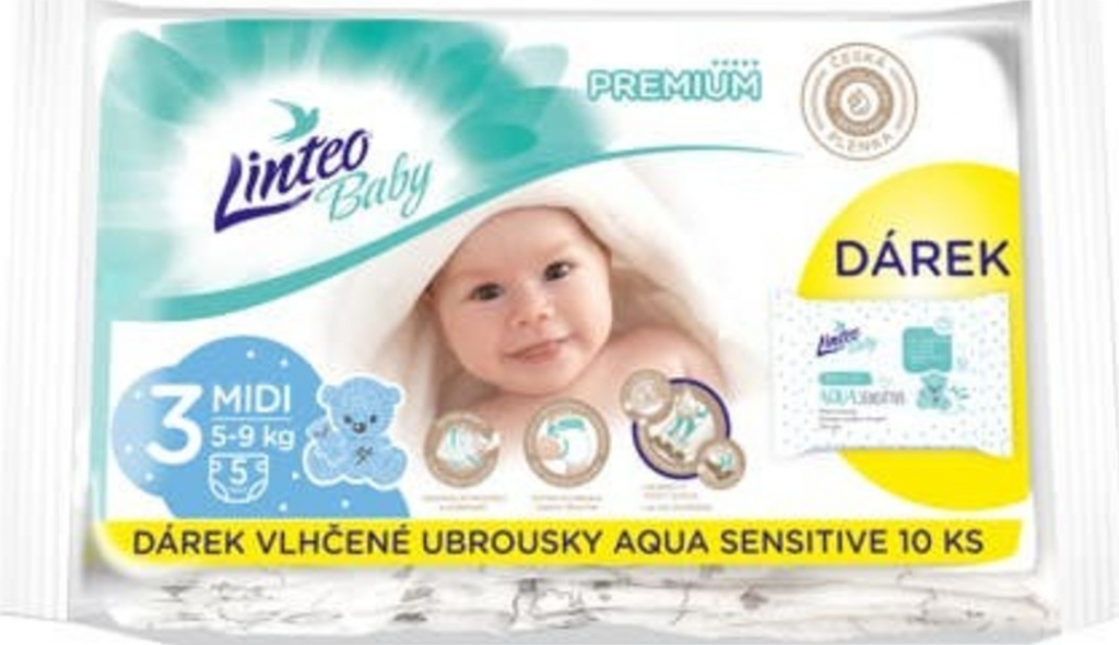 Linteo Baby Premium Midi 3 5-9kg 5ks