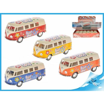 Kinsmart Autobus VW Peace and love na zpětné natažení Žlutá – Hledejceny.cz