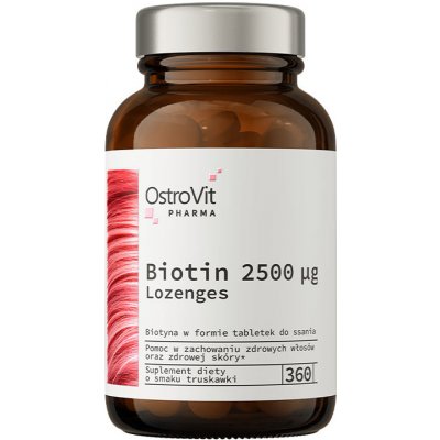 OstroVit Pharma Biotin 2500 mcg jahoda 360 pastilek – Hledejceny.cz