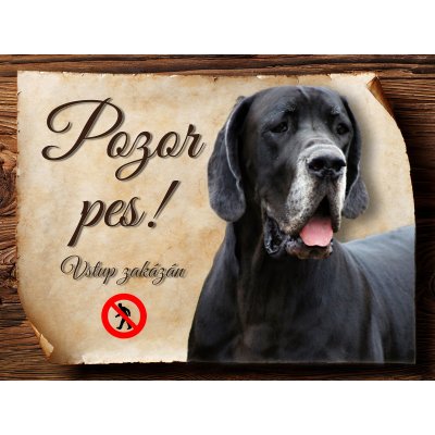 Sport hobby Cedulka Německá doga III Pozor pes zákaz 15 x 11 cm