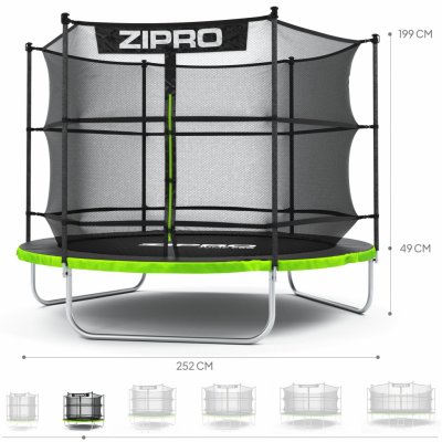 ZIPRO Jump Pro 252 cm + vnitřní bezpečnostní síť – Sleviste.cz
