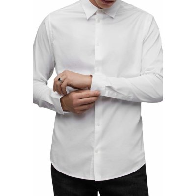 AllSaints Simmons pánská bavlněná košile slim s klasickým límcem MS248Z bílá