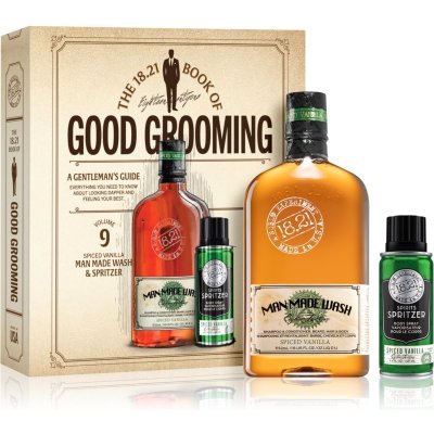 18.21 Man Made Book of Good Grooming 3 v 1 šampon, kondicionér a sprchový gel na vlasy, vousy a tělo 532 ml + tělový sprej pro muže 100 ml