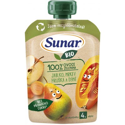 Sunar BIO ovocno-zeleninová kapsička Jablko, hruška, mrkev, dýně 100g – Zboží Dáma
