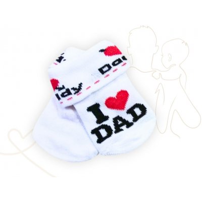 New Baby Kojenecké bavlněné ponožky I Love Mum and Dad bílé – Zboží Dáma