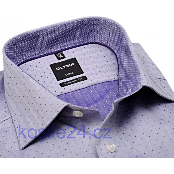 Olymp Modern Fit Rybí kost fialová košile s puntíky a vnitřním límcem  prodloužený rukáv od 1 190 Kč - Heureka.cz