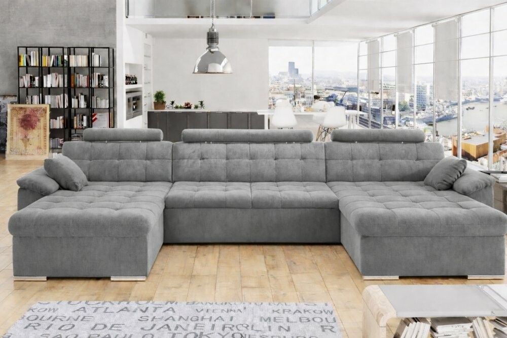 EU-nábytek MIA U II 378x170 se záhlavníky šedá