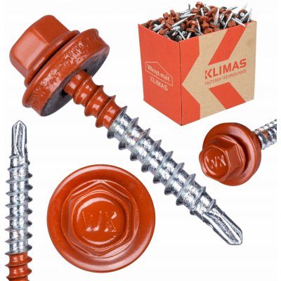 Klimas Wkręt-met Farmářský šroub TEX 4,8 x 35 cihlově červený RAL 8004 – Hledejceny.cz
