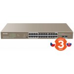 Tenda TEG1126P-24-410W PoE AT Gigabit switch 24x 1Gb/s PoE 802.3af/at + 2x SFP,PoE+ 370W, Rackmount – Zbozi.Blesk.cz