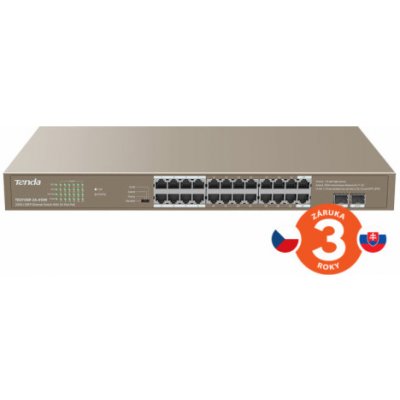 Tenda TEG1126P-24-410W PoE AT Gigabit switch 24x 1Gb/s PoE 802.3af/at + 2x SFP,PoE+ 370W, Rackmount – Zbozi.Blesk.cz