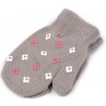 Prima-obchod Dětské pletené rukavice palčáky šedá květ – Zboží Dáma