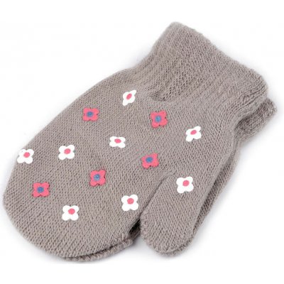 Prima-obchod Dětské pletené rukavice palčáky šedá květ – Zboží Dáma