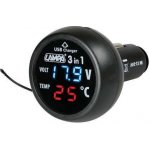 Digitální voltmetr 12/24V s teploměrem a USB výstupem | Zboží Auto
