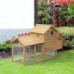 PawHut kurník s výběhem pro drůbež přírodní 150,5 x 54 x 87 cm – Sleviste.cz