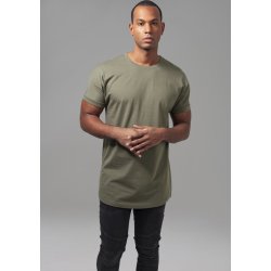 Urban Classics Prodloužené bavlněné triko s ohrnutými rukávy zelená olivová