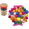 Dětské vyšívání TEDDIES Korálky barevné MAXI s gumičkami 106 ks v plastové dóze