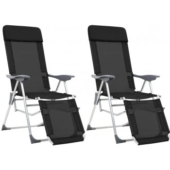 44316 vidaXL Skládací kempingové židle s podnožkou hliníkové 2 kusy černé  od 2 918 Kč - Heureka.cz