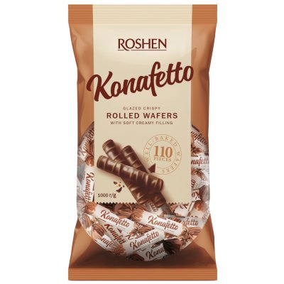 Roshen Konafetto Vaflové trubičky plněné mléčným mlékem v čokoládě 1 kg – Hledejceny.cz