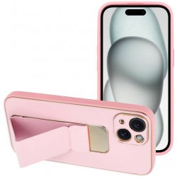 Forcell LEATHER Case Kickstand APPLE IPHONE 15 PLUS růžové