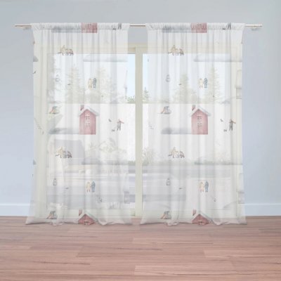 Sablio Záclony Zimní radovánky: 2ks 150x250cm – Hledejceny.cz