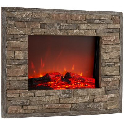 Klarstein Alpbach elektrický krb 1800 W 2 úrovně výkonu 65 cm kamenný vzhled Hnědá – Zboží Dáma