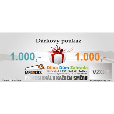 Dárkový poukaz 1000Kč č.162541 1 ROK – Hledejceny.cz