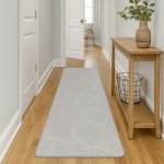 Takoy Koberec 80x300 vzor listí šedý-HT-00405 | 80 x 300 cm – Zboží Mobilmania