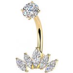 Šperky4U Zlacený ocelový piercing do pupíku se zirkony BS1068-GD – Zboží Dáma