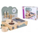 Eichhorn Dřevěná kuchyňka Small Table Kitchen přenosná se zvukem a 6 doplňky – Zboží Dáma
