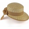 Klobouk Krumlovanka letní slaměný klobouk s prodlouženým kšiltem a s béžovou stuhou Fa-39070