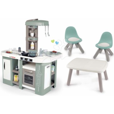 Smoby Set kuchyňka elektronická s bubláním Tefal Studio Kitchen XL Bubble 360° a stůl KidTable se židlemi s UV filtrem – Zbozi.Blesk.cz