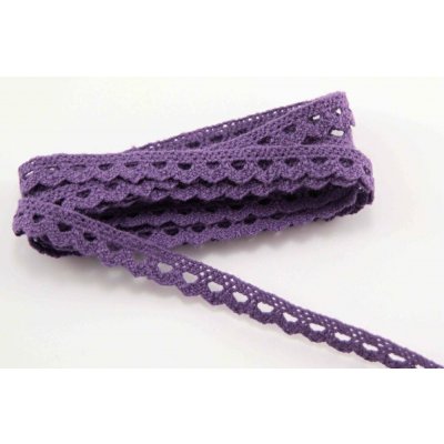 Bavlněná paličkovaná krajka - s obloučky - fialová - šířka 1 cm – Zboží Dáma