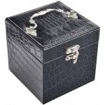 JKBox luxusní třípatrová kožená šperkovnice na drahé šperky se zrcadlem hnědo černá – Zboží Mobilmania