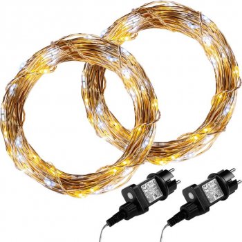 Voltronic 68038 Sada 2 kusů světelných drátů 100 LED teple studeně bílá