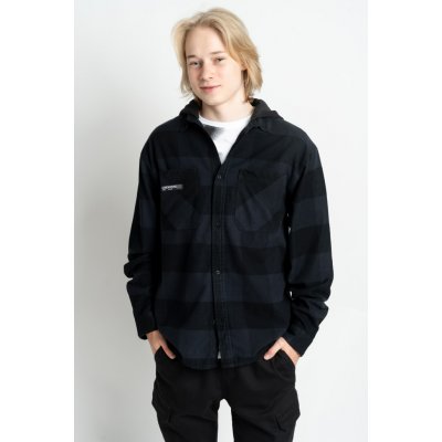 Reporter Young košilová bunda s kapucí kostkovaná černo-šedá – Zboží Dáma