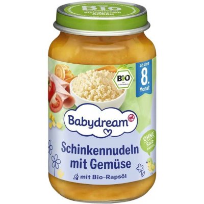 Babydream BIO šunkové nudle se zeleninou 220 g – Sleviste.cz