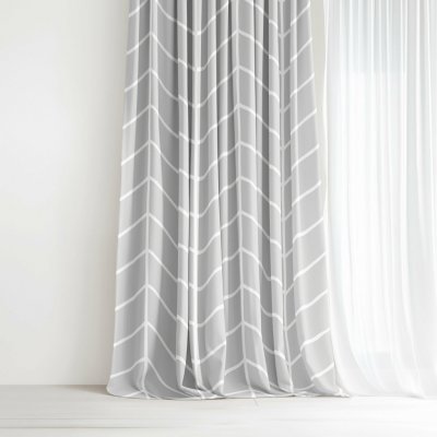 Goldea bavlněný závěs - bílý cikcak na šedém 280x150 cm – Hledejceny.cz