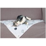 Trixie Mimi Plyšová deka šedá s kočičími hlavami 70 x 50 cm – Sleviste.cz