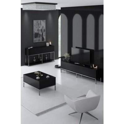 Hanah Home Living Room Furniture Set Lord Black Silver Black Silver