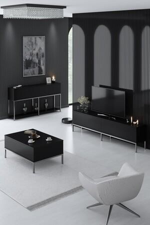 Hanah Home Living Room Furniture Set Lord Black Silver Black Silver