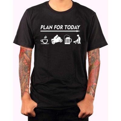 Motorkářské tričko Plan for Today černá