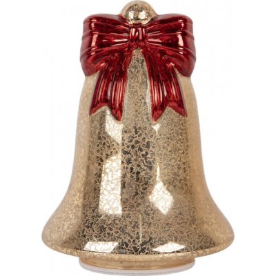 Clayre & Eef Skleněná vánoční dekorace zvon s LED světlem zlatá – 15x21 cm – Hledejceny.cz