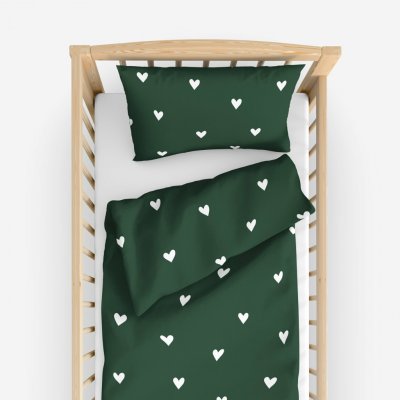 Goldea vánoční dětské bavlněné povlečení do postýlky tmavě zeleném 90 x 120 cm 40 x 60 cm – Zboží Mobilmania