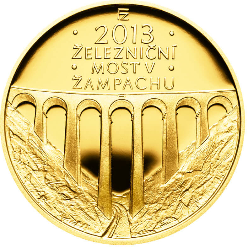 Česká mincovna Zlatá mince 5000 Kč 2013 Železniční most v Žampachu proof 1/2 oz